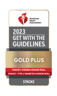 A "Get With The Guidelines: Gold Plus" award from the American Heart Association recognizing stroke procedures at the UM Charles Regional Medical Center.